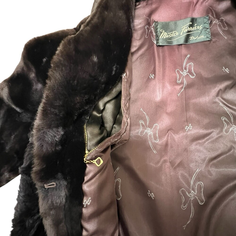 Vintage 50's Fur Coat Master Furriers Duluth Dark Brown Fits Size Small 6 Jacket - Picture 12 of 16